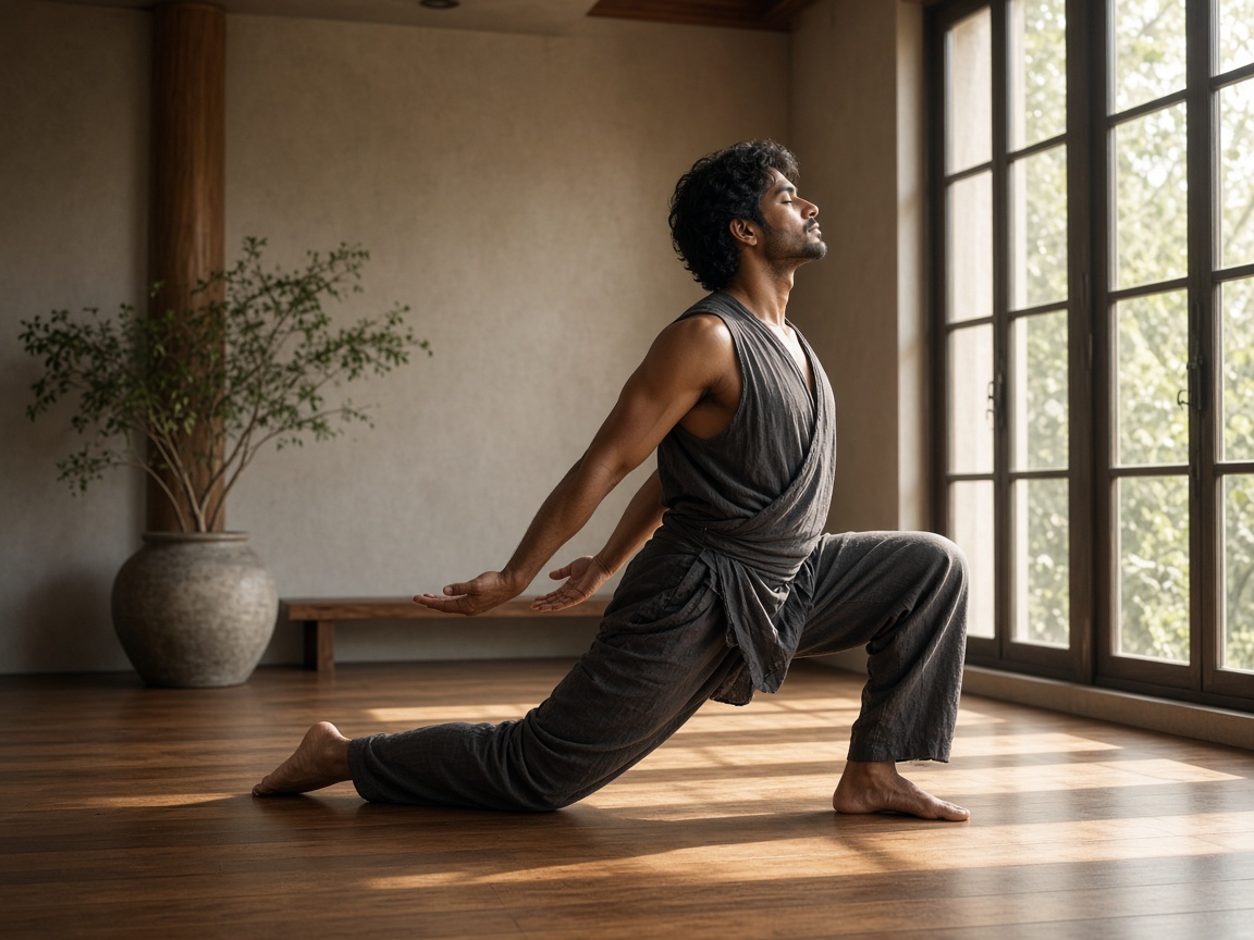 A low lunge in a vinyasa sequence
